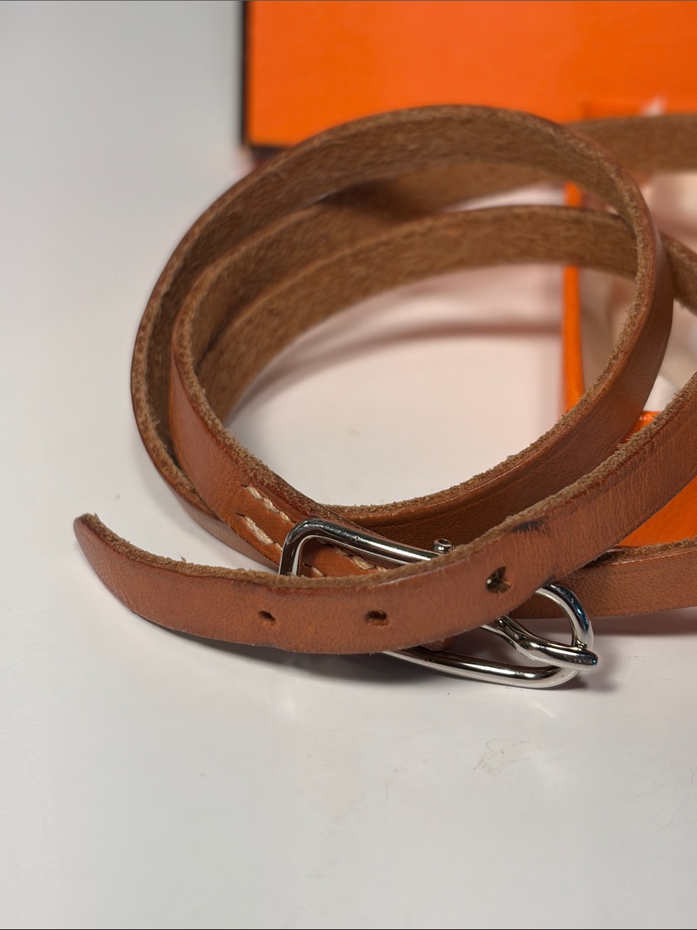 HERMÈS Hapi Triple Tour Leather Wrap Bracelet